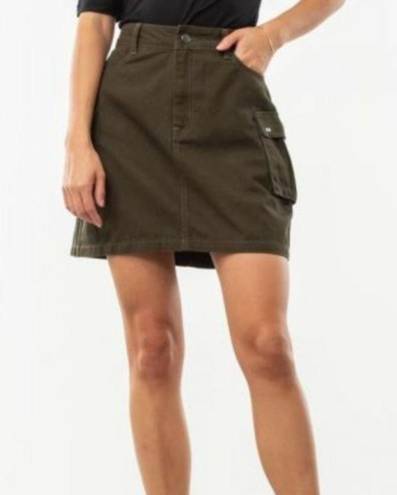 Lazy Oaf  Army Green Cargo Y2K Women 24 Denim Mini Utility Classic Skirt