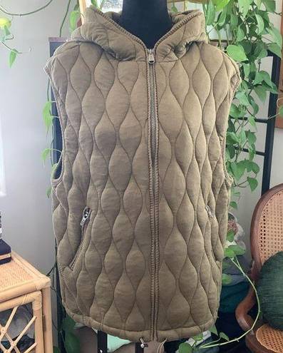 Free People Movement  Dream Big Olive Green Quilted Zip Up Vest