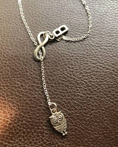 infinity symbol owl & initial “B” charm slider 750 chain necklace