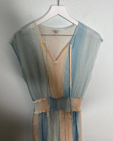 Rails Ashlyn Pastel Watercolor Smocked Waist Linen Blend Dress