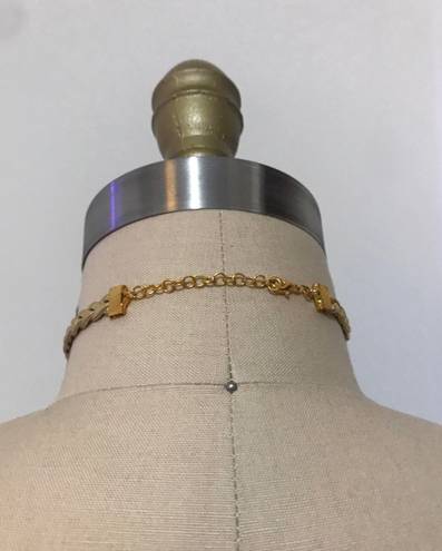 Body Central Gold Braided Choker With Light Green Stone 