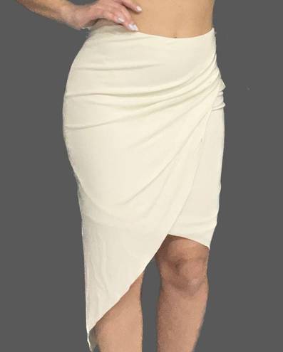 Helmut Lang  Asymmetrical Draped off White skirt