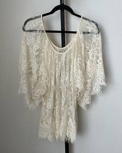 l*space l* Cream Lace Sheer Swim Suit Cover Up Size XS/Small