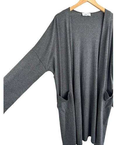 Carly Jean Los Angeles  CJs Favorite Ribbed Cardigan Charcoal Gray Size XXL