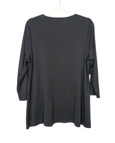 J.Jill  Black Pima Cotton 3/4 Sleeve V-Neck Top Basics Women's Large Tall