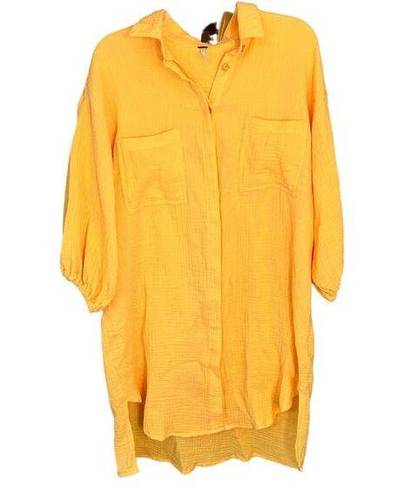 Young Fabulous and Broke Young Fabulous Broke YFB Shirt Dress Orange Oversized Slouchy Crinkle Cotton XS