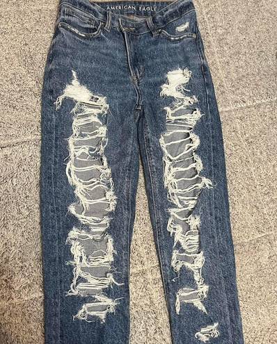 American Eagle  Outfitters Blue Crossover Ripped Highest Waist Jeans