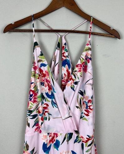 Lush Clothing LUSH Maxi Dress Women Large Pink Floral Surplice V-Neck Sleeveless Summer Spring