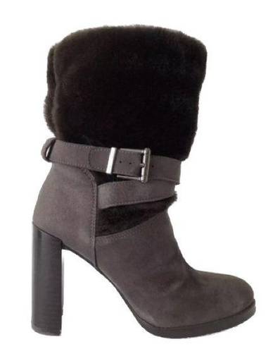 Stuart Weitzman  FURSTUP SLATE GRAY SUEDE BOOTIES