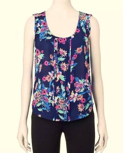 Candie's Candie’s “Spring Bouquet Blue” Pintuck Floral Sleeveless Blouse Size SMALL NWOT