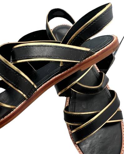 J.Crew  Mackenzie Black Metallic- Trim Sandals 