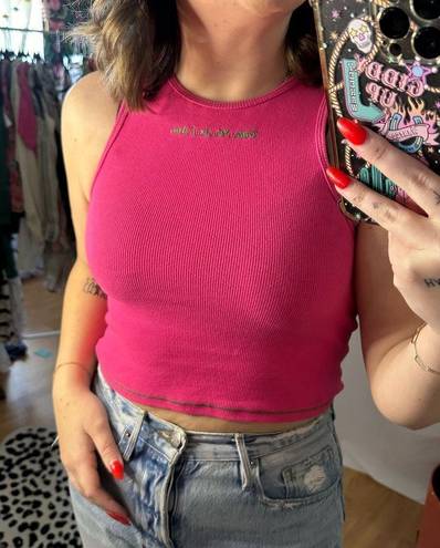 Mayfair Group The  Cropped Ribbed Tank Top Pink Size Small