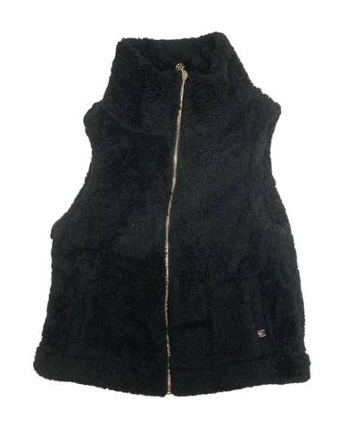 Tommy Hilfiger Black Fuzzy Faux Fur Vest Size M Medium Black