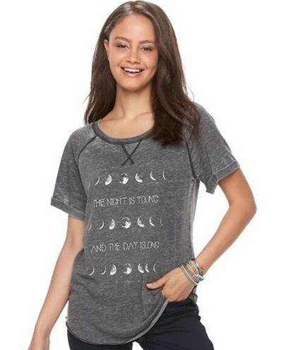 Grayson Threads Womens  The Night is Young Moon Burnout Graphic Tee - Sz M