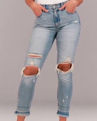 Abercrombie & Fitch  High Rise Mom Jean Distressed Ripped Raw Hem- Size 2 (26R)