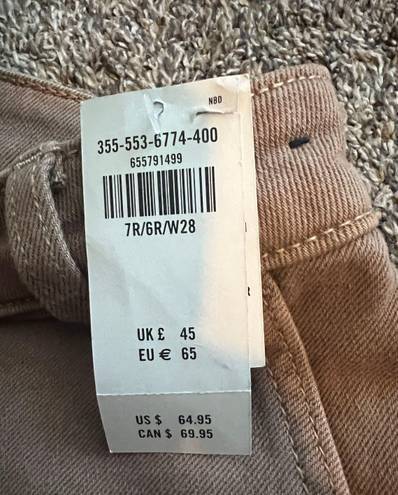 Ultra High Waist Dad Cargo Jeans Tan Size 28