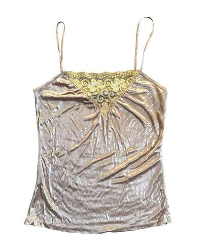 DKNY  Silky Lace Trimmed Camisole Size Small Gold with Sequins