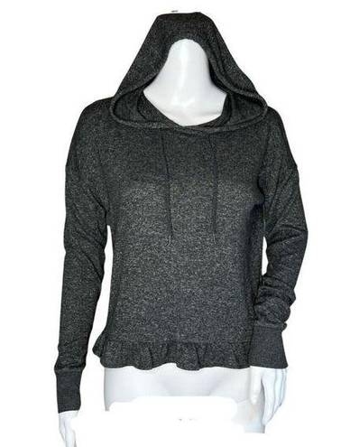 Live Love Dream  Sweatshirt Womens XS Gray Ruffle Hem Hoodie Casual Loungewear