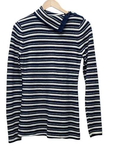 Tracy Reese  Cashmere Blend Navy & Ivory Nautical Striped Sweater Size Medium