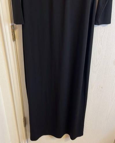 Curvy Sense Eliana Square Neck 2 Front Slits Dress Black. Size 1X