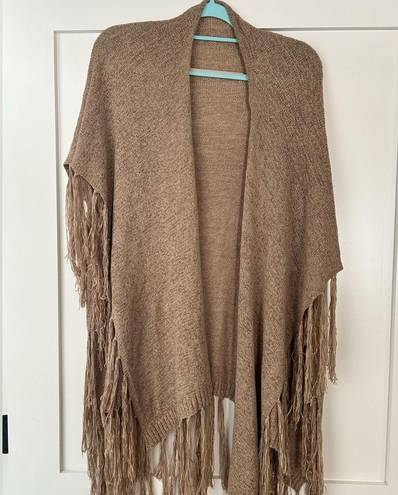 WOMENS STRETCH KNIT TASSEL RUANA