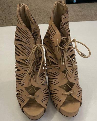 Soda  Cream Lace Up Gladiator High Heels - Woman’s Size 7