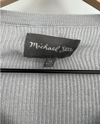 Michael Stars  Gray Cashmere Wool Blend Crewneck Scalloped Hem Sweater Sz XS