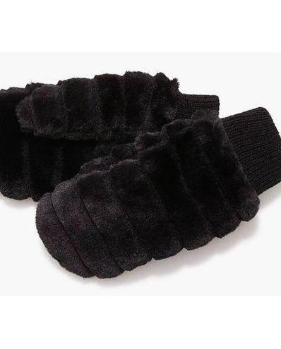 J.Crew NWT  Faux Fur Mittens Black