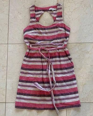 Loft  Striped Like New Pink and Cream Linen Sz 0