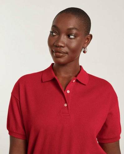 Everlane  The Oversized Polo Shirt Top Cotton Goji Berry Red Size S NWT