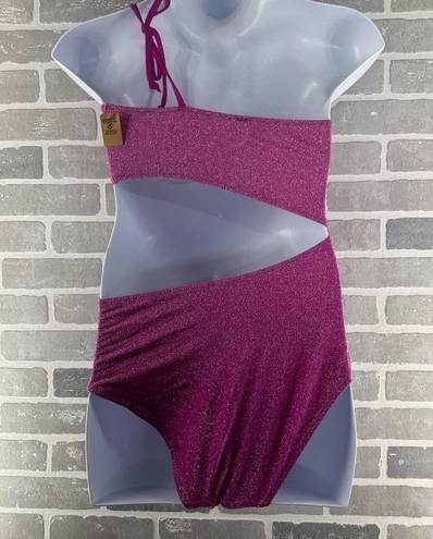 PINK - Victoria's Secret Shimmer One Shoulder One-Piece Swimsuit Victoria Secret Pink W/ Skirt Size Large