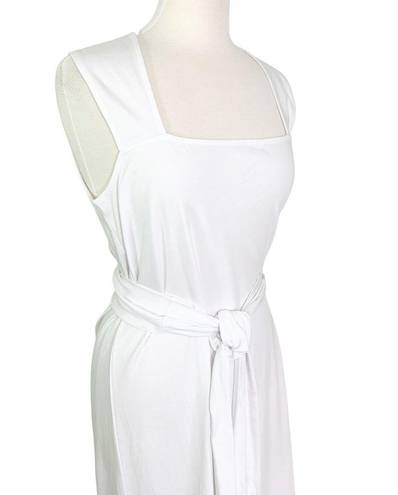 Vince  Sleeveless Pima Cotton Midi Faux Wrap 
Dress In Optic White Size L NWT