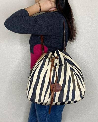 Dooney & Bourke  Vintage Zebra Print Drawstring Bag