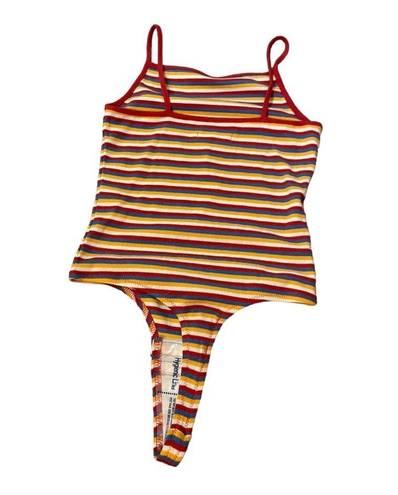 Madewell  Ribbed Spaghetti-Strap Thong Bodysuit in Rainbow Stripe