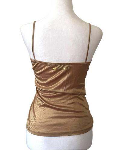 DKNY  Silky Lace Trimmed Camisole Size Small Gold with Sequins