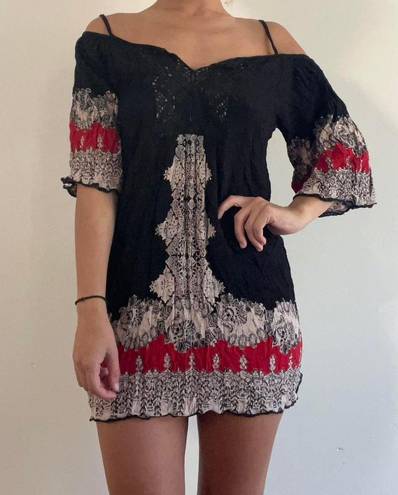 Angie Crochet Printed Mini Dress