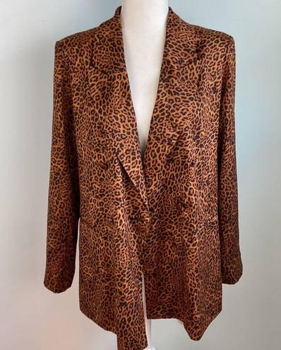 INC  International Concepts Cheetah Double Breasted Blazer Sz M Mob Wife