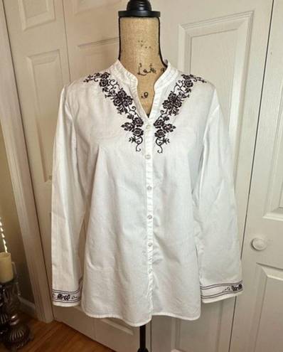 Cynthia Rowley Emma James Women’s Button Up Size 16 Embroidered Long Sleeves Top