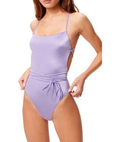 Good American NWT  Shine Barely There One-Piece Swimsuit in Lilac Mist001
