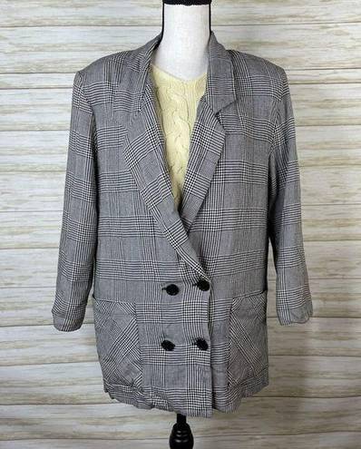 Houndstooth VTG vintage lightweight rayon  oversized academia classic blazer