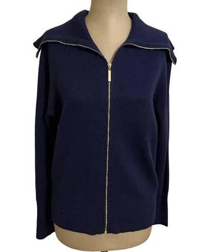 Andrew Marc  NWT navy blue sweater with gold zipper size Medium