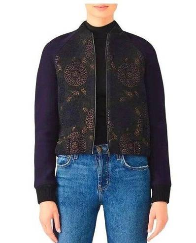 Martin Grant Paris Brocade Bomber Jacket in Blue 4 36 Womens Jacquard Coat Size undefined