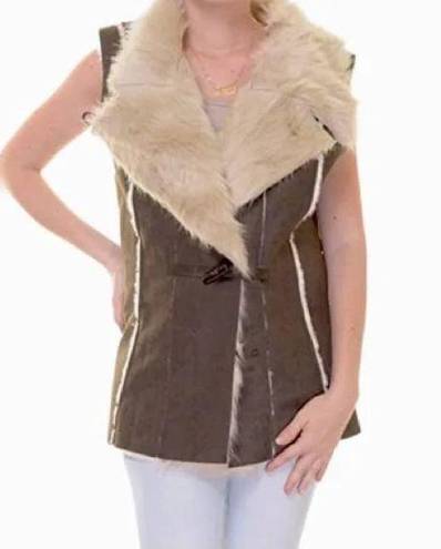 INC International Concepts Womens Night Moss Faux Suede Faux Fur Vest - Size Med