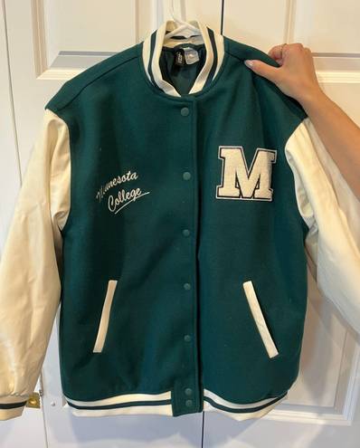 H&M green varsity jacket