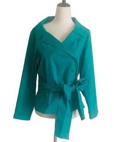 Doncaster  Kelly Green Tie Waist Blazer Double Breasted size 8 Cotton Blend