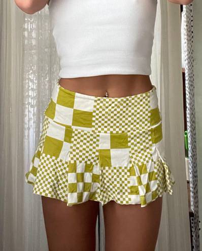 Urban Outfitters Green Check Mini Skirt