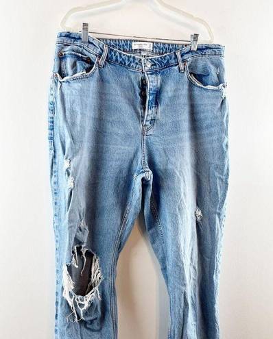 Abercrombie & Fitch  The Dad High Rise Curve Love Button Fly Jeans Blue 18