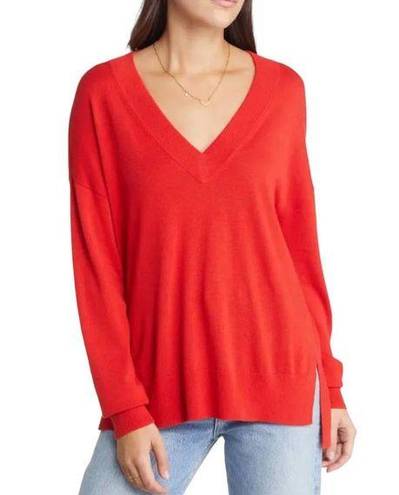 Treasure & Bond NWT  Cashmere Blend V-Neck Sweater in Poppy Red Size Medium