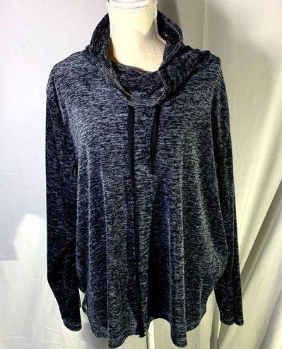 Nicole Miller  Cowl Neck Fleece Pajama Top Gray and Black Size 3X