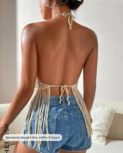 SheIn Fringe Backless Halter Cover Up